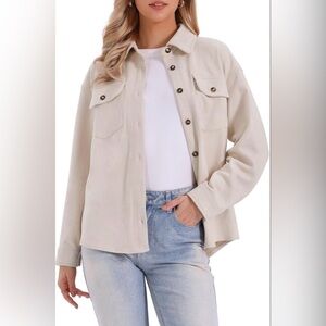 32 Degrees Heat Ladie’s Shacket. Creamy Tan color. NWT size large button up